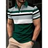 Men'S Casual Striped Plaid 3D Print Golf Shirt, Short-Sleeved Spring, Summer And Autumn Button POLO Shirt Polo Shirt