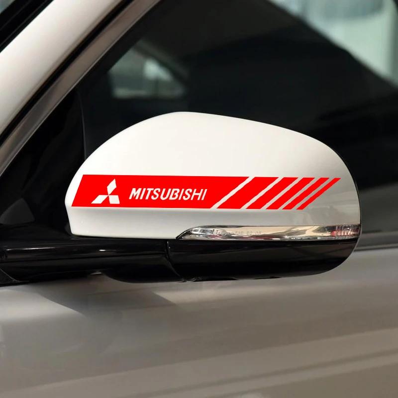 2PCS Car Rear View Mirror Side Stripe 3D Stickers Car Styling For Mitsubishi Outlander Lancer 10 9 ASX RALLIART Eclipse L200