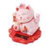 Solar Energy Powered White Beckoning Lucky Money Cat for Home Office Car Decor Feng Shui Lucky Cat Waving Arm Fish Style