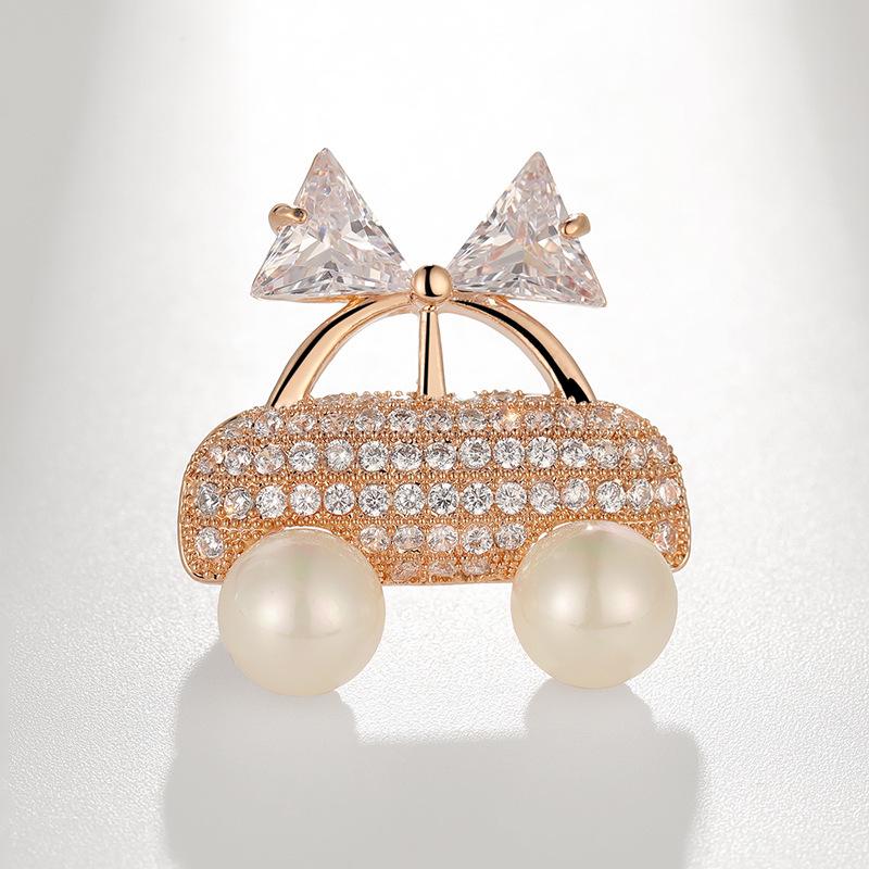 Bo Xin Yun Luxury Zirconia Pearl Bow Brooch Pin for Clothes Accessories