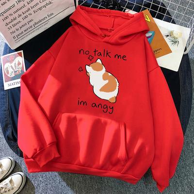 Leuke Praat Niet Met Mij Schattige Boze Kat Print Dames Hoodie Casual Oversized Pullover Populair Sweatshirt Mode Unisex Kleding