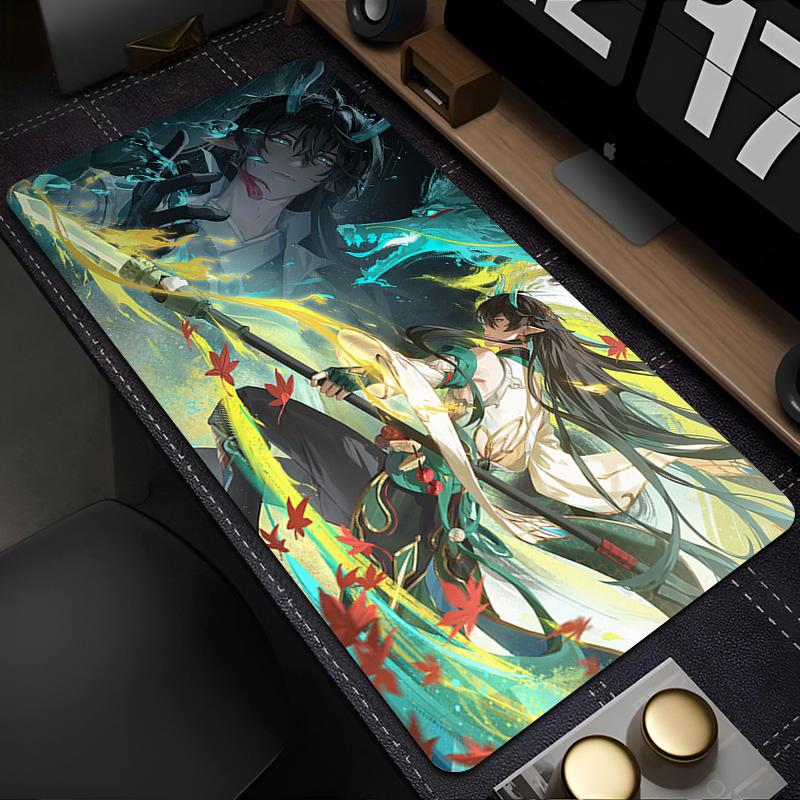 Large Gaming Mouse Pad Antislip Desk Mat Stitched Edges Stylish Aqua Fantasy Anime Print Smooth Surface for PC Laptop