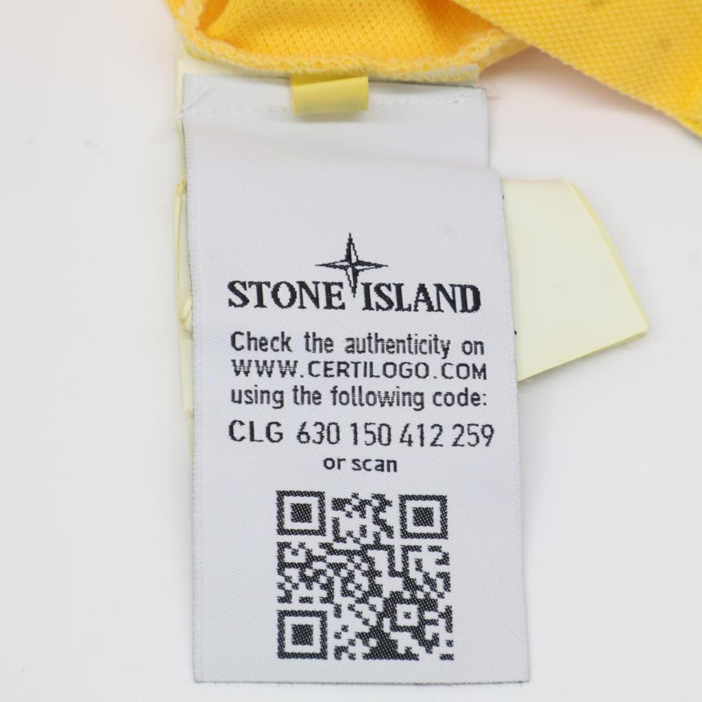 STONE ISLAND 661522S67 Yellow Square Embroidered Polo Shirt Tops M yellowUsed