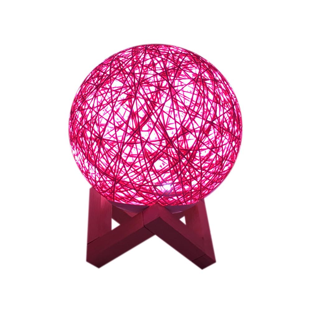 3D LED Rattan Moon Night Light USB Charging Table Desk Moon Lamp