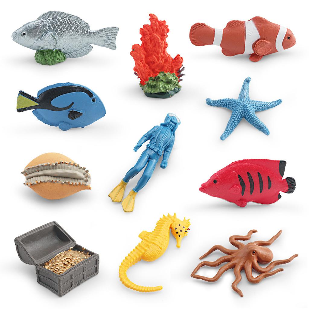 Realistic Ocean Creature Pvc Figurine Set Coral Reef Fish Octopus Starfish Marine Scene Decor For Home