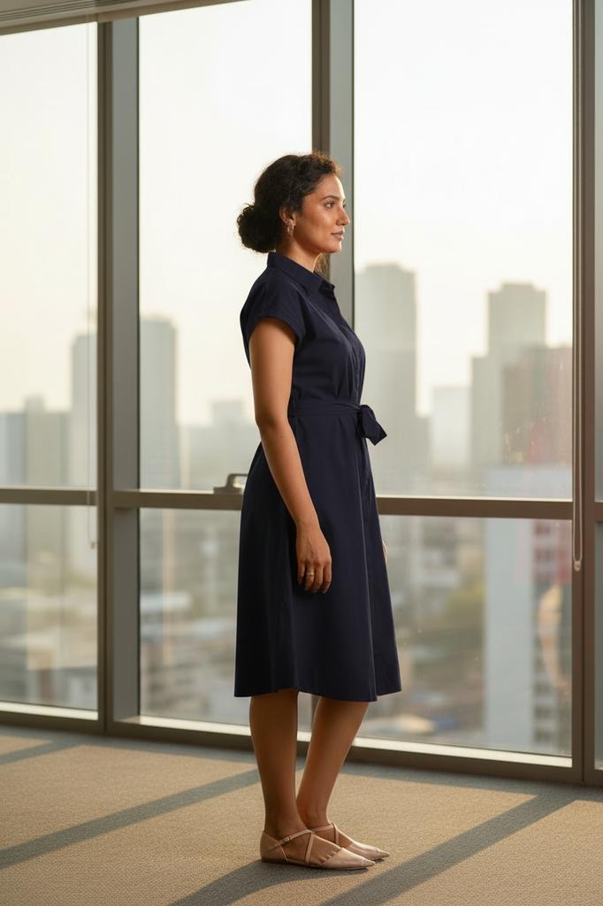 Authority In Motion Navy Dress | Vibrant Hourglass Fit