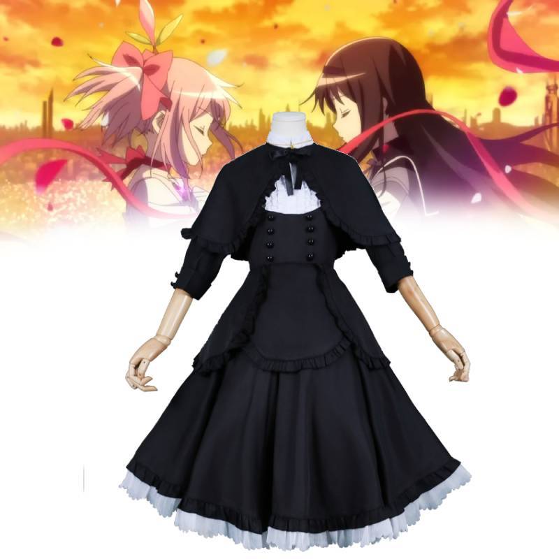 Puella Magi Madoka Magica Akemi Homura Cosplay Dress With Polyester Fabric For Anime Role Play