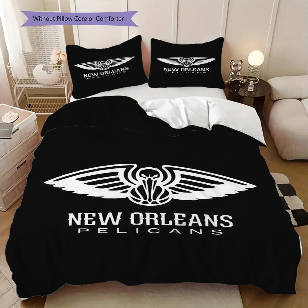 New Orleans Basketball Spirit Three-piece set(1 * duvet cover + 2 * pillowcase, without core)Soft and comfortable Christmas birthday gift