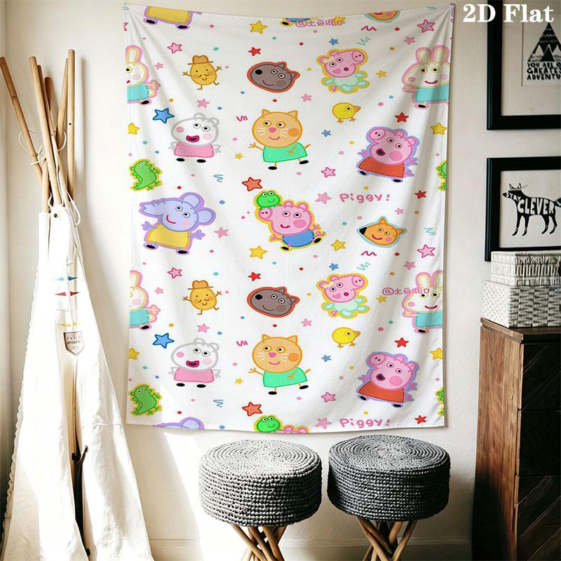 Peppa Pig A Wall Hanging Printed Fabric Blanket Decorative Tapestries for Bedroom Living Room Home Decor
