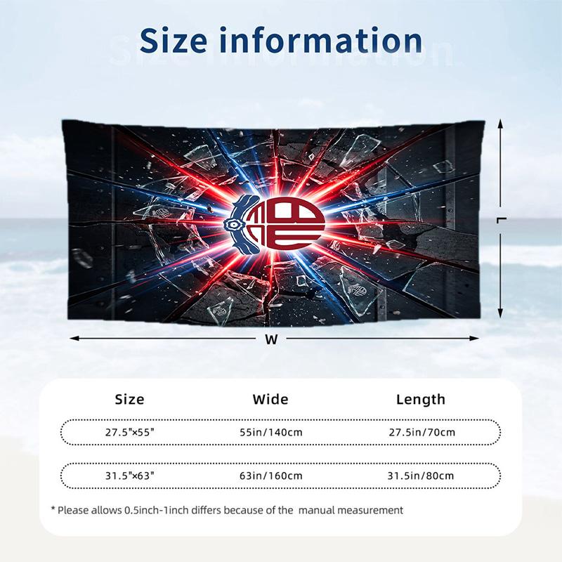 Bolton Wanderers FC Print Quick Dry Beach Towel Microfiber Absorbent Portable Travel Swimming Towel