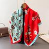Spring And Summer Thin Simulated Silk Printing Large Square Scarf Silk Scarf Shawl Headscarf Beach Scarf Neck Scarf Decorative Women'S Scarf
