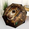 Temple Cat pattern umbrella, portable and foldable design, 8 ribs, a casual accessory for Halloween, Christmas, and birthday gifts.