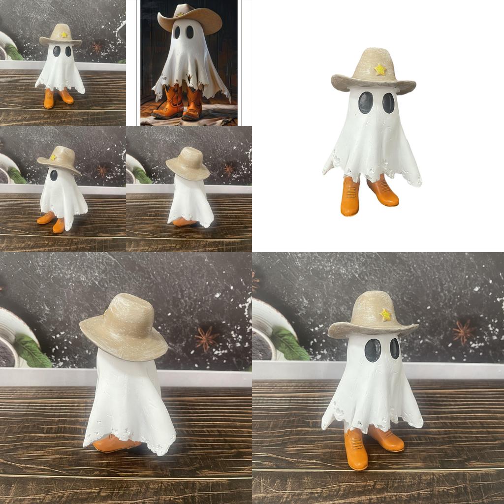Unique Cowboy Ghost Statue Decorative Resin Figurine Perfect For Halloween Home Decor