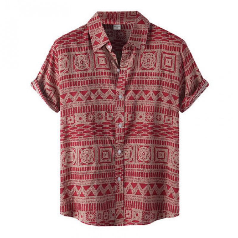New summer casual hot sale D printing short-sleeved shirt Hawaiian shirt men's vacation seaside source