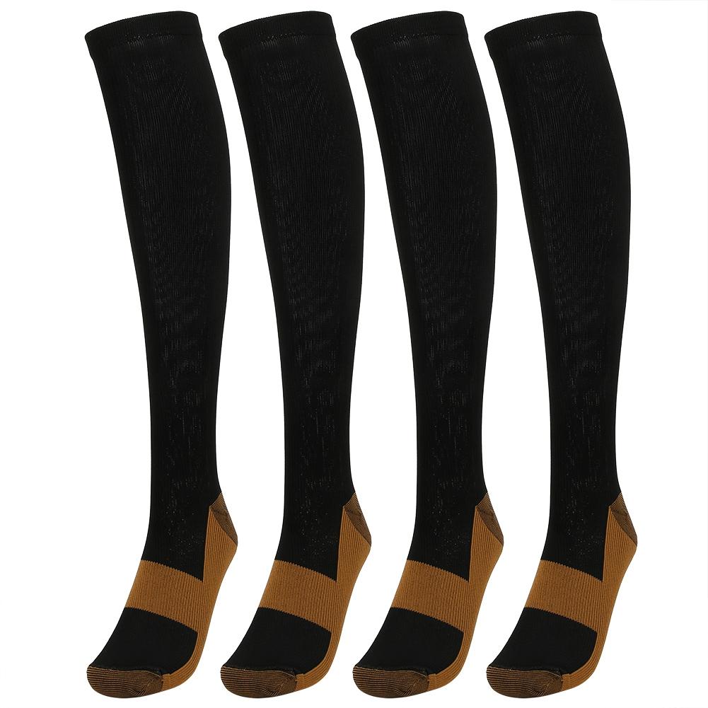 2Pair Sport Compression Stockings Ankle Copper Calf Thining Sleeves(Copper Fibre Knee High Stockings Black s M)