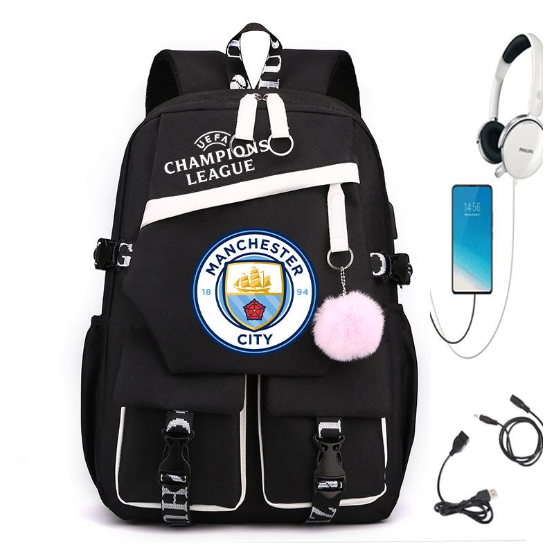 Rucsac Fotbal Liga Campionilor Manchester United Manchester City Barcelona Real Madrid Elevi Școală Generală Geantă Antrenament Capacitate Mare