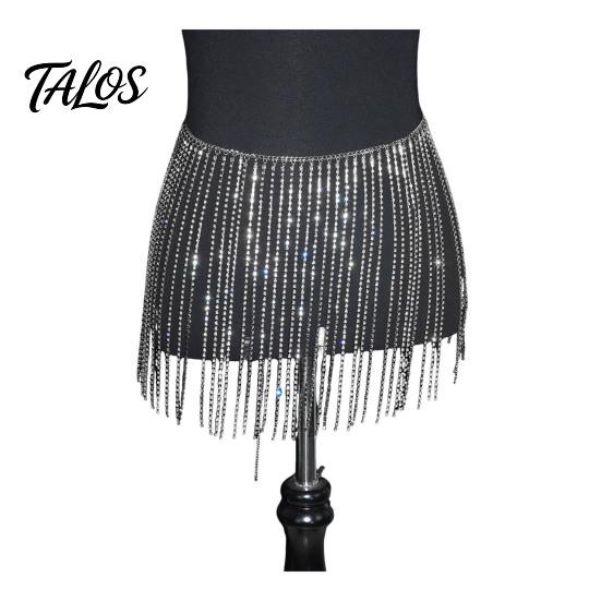 Adjustable Waist Chain for Parties Rhinestone Tassel Women, Sparkly Sexy Belly Dance Body Skirt-Style Stage Performance Accessory Hip Accessory,