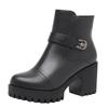 8cm Small Size 32-43 Thick Bottom Motorcycle Boots Women Shoes Winter 2025 Block High Heels Soft Leather Ankle Boots Office Mom