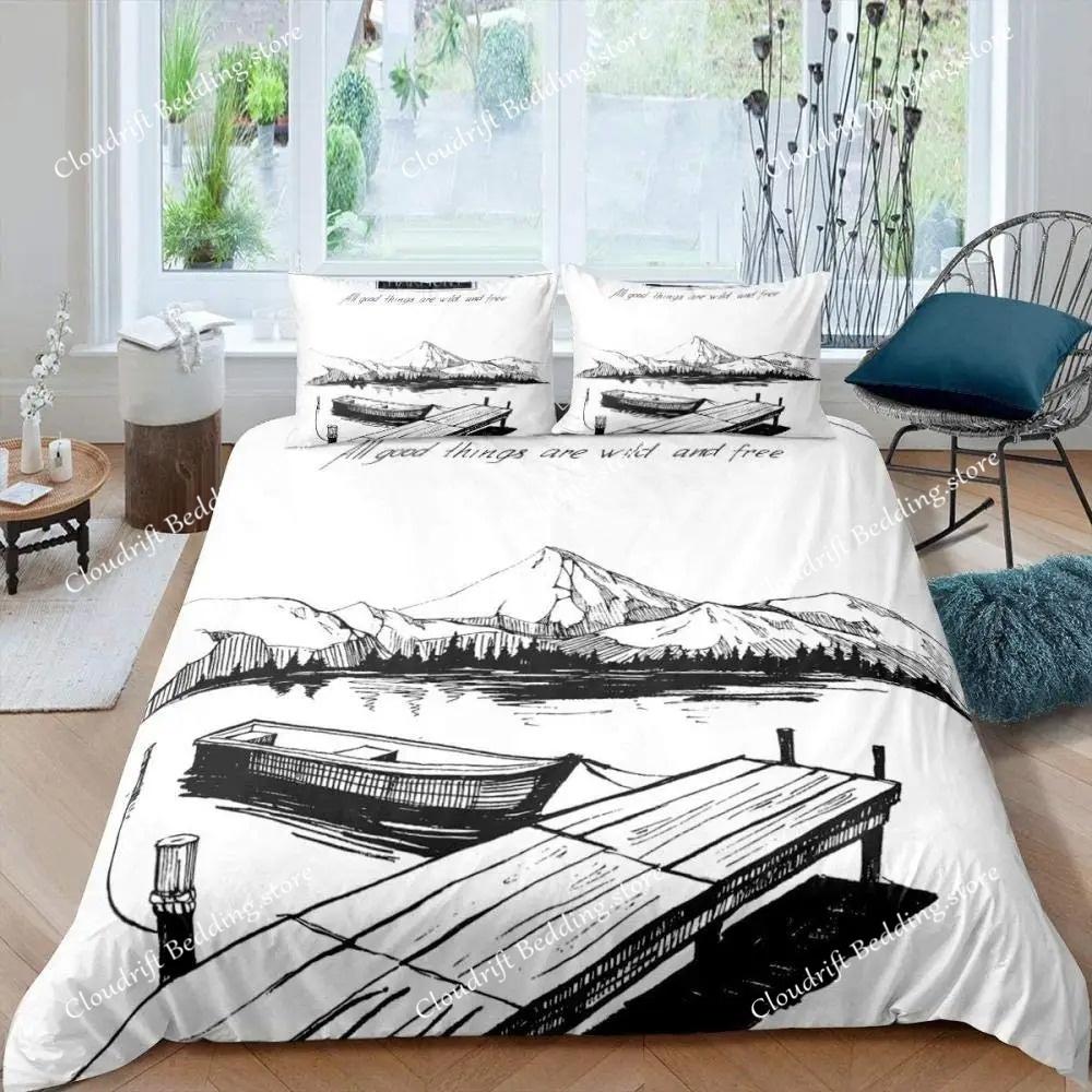 Bridge Landscape Digital Printing Duvet Cover Set For Kids Boys Girls Polyester Bedding Set Double Single Size With Pillowcase