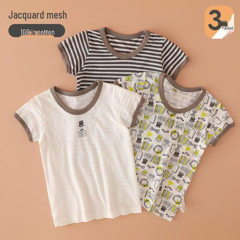 Children s Breathable Cotton Short Sleeve T-shirt for Summer - Boys Printed Casual Top 80 cm