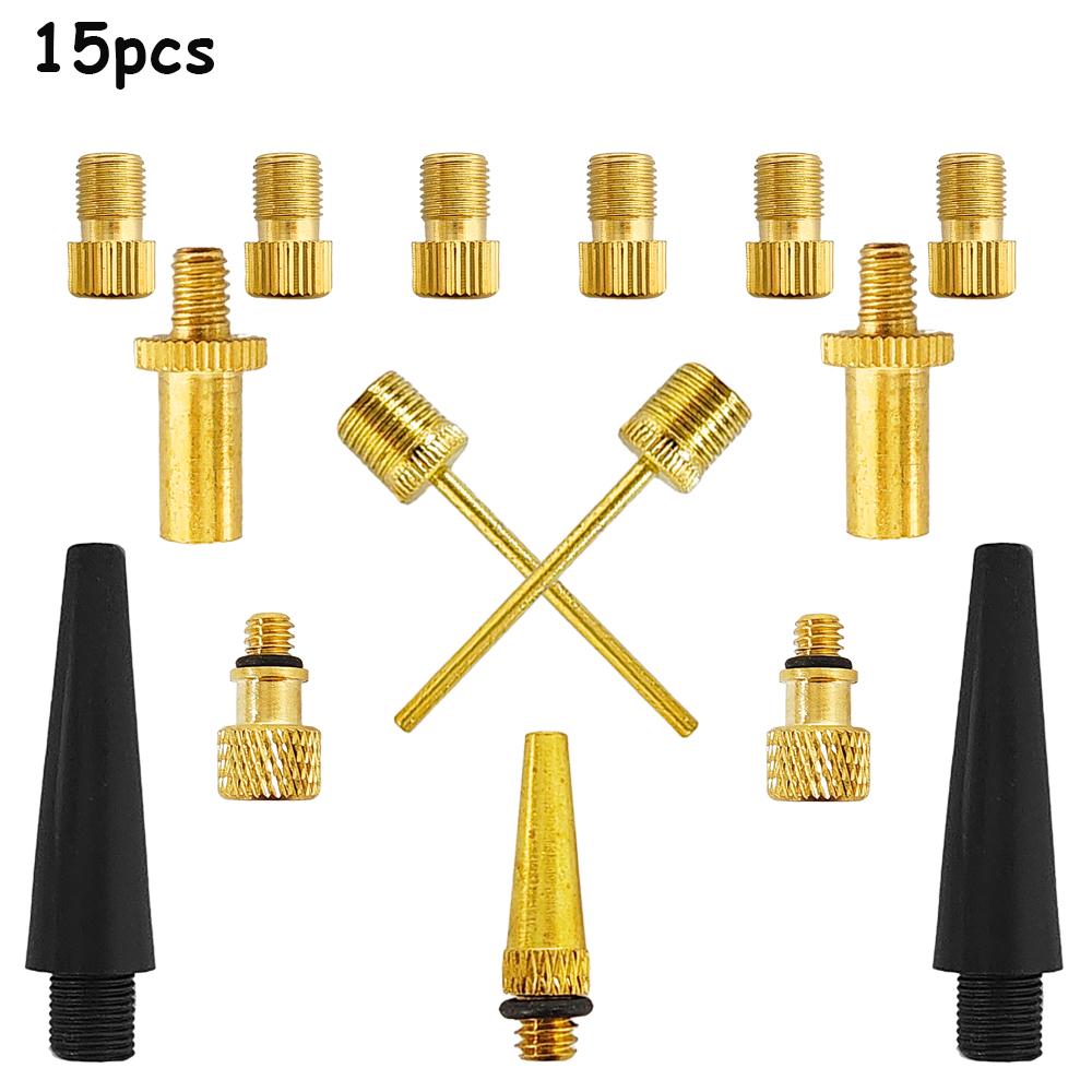 Plastic Bicycle Valve Adapter Set High Quality Gold Copper Bicycle Pump Bike Valve Set Bicycle 16pcs set-B