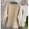 Fashion Casual Denim Spliced Long Sleeve Knitted Cardigan Loose Thick Women Sweater Coats Winter Autumn