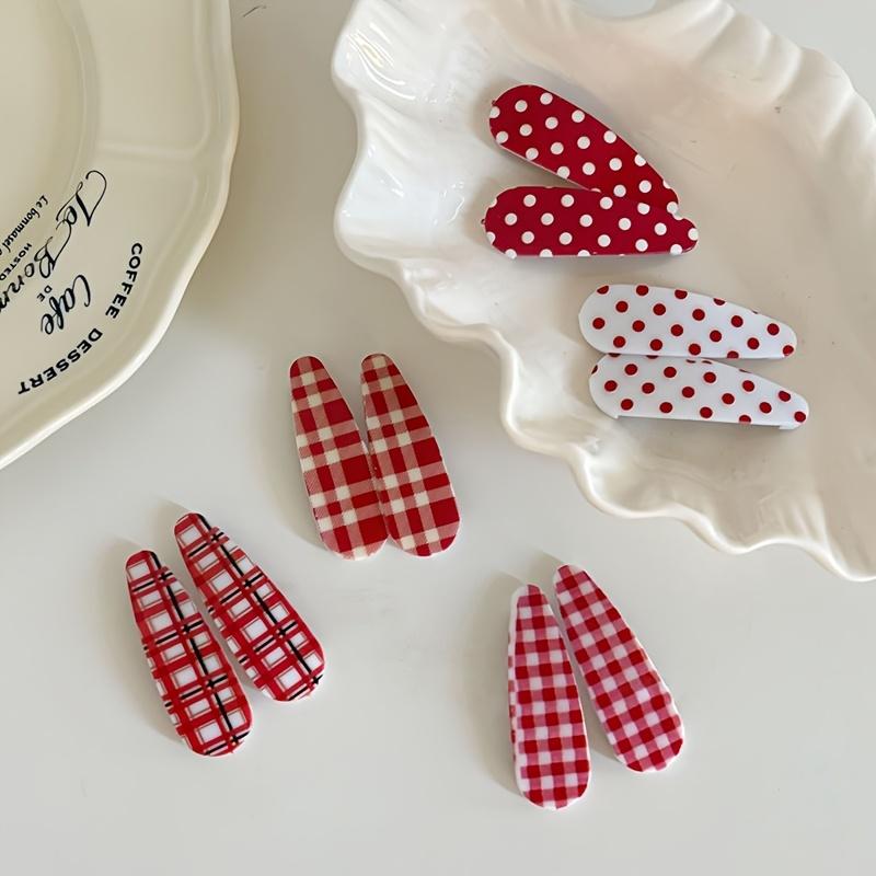 6Pcs Color Hairpin Simple and Versatile, Side Bangs Broken Hairpin, Red Polka Dot Hairpin