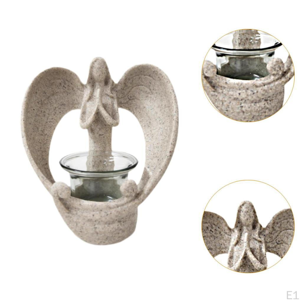 Holy Tealight Candle Holder Votive Resin Angel Wing Prayer Statue Figurines Candleholder