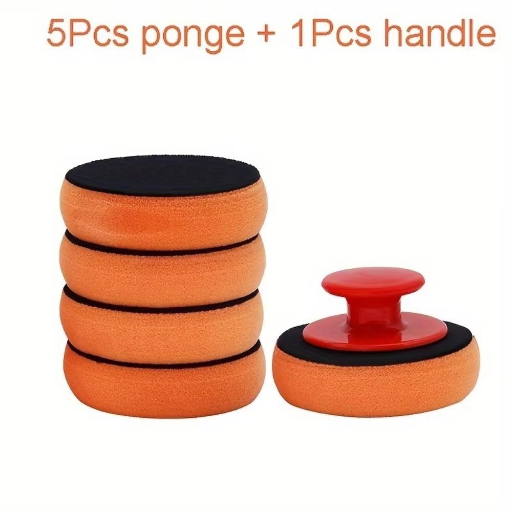 6Pcs Polisher Power Handle Waxing Sponge Handle Car Wax Applicator New Foam Wax Pad Auto Polisher