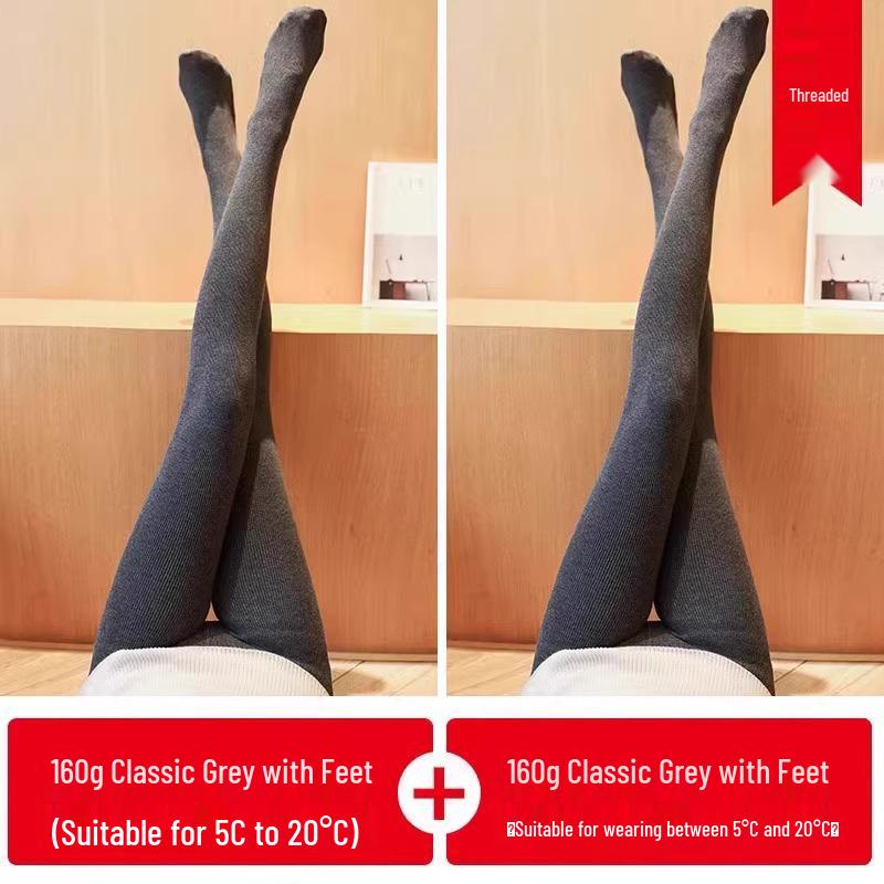Fleece-Lined Base Layer Pants for Petite Women: Thick, Warm, Cotton, Foot-Covering Tights for Autumn and Winter, Stay in Place Comfort