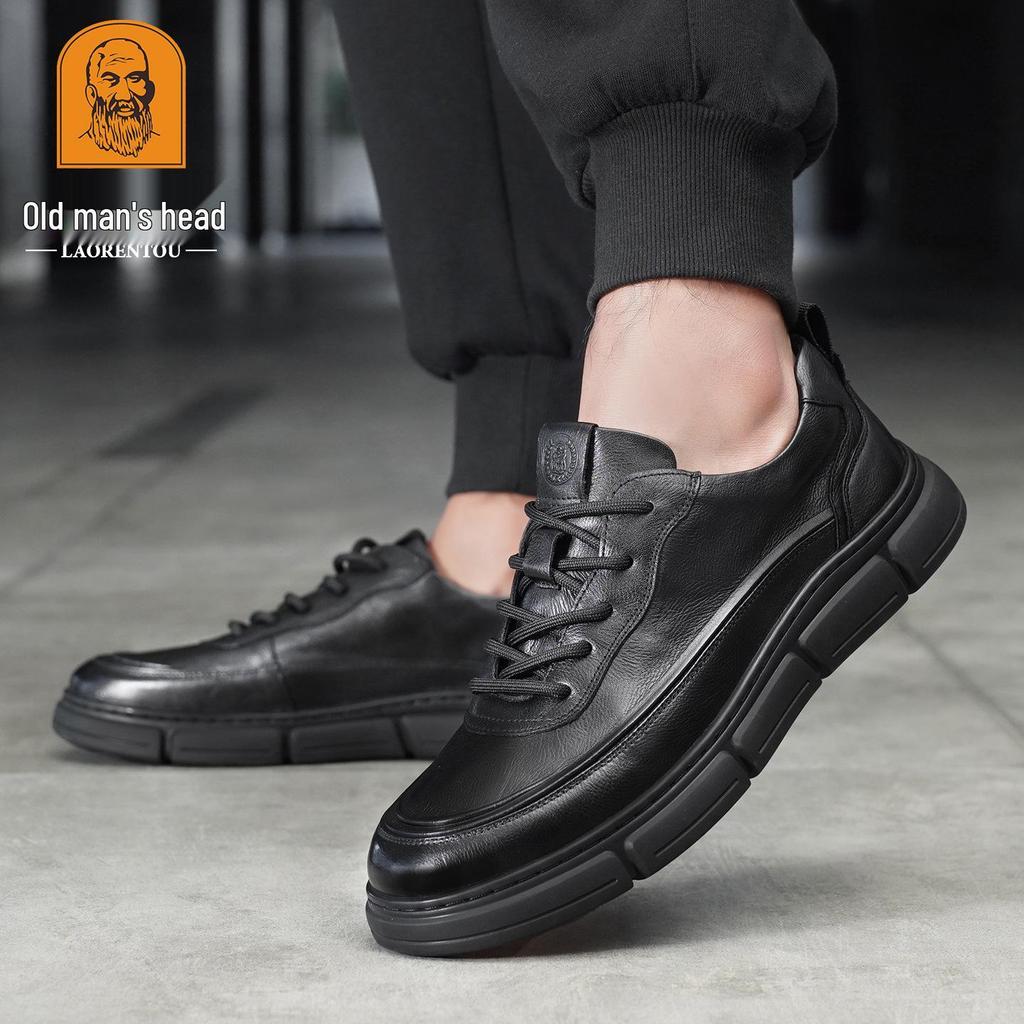 2025 New Men's High-Top Sporty Casual Leather Lace-Up Shoes