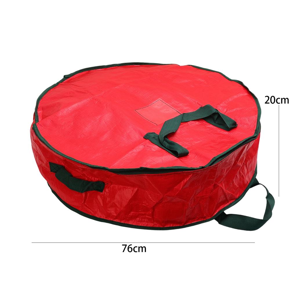 Christmas Wreath Storage Bag Waterproof Dustproof with Handles Round Storage Bag Home Xmas Party Garland Portable Zipper Pouch
