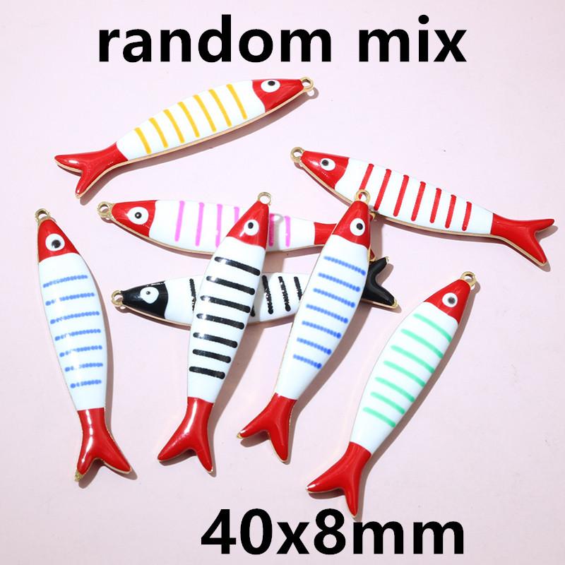 10pcs Stainless Steel Enamel Stripe Fish Charms Pendant 40x8/40x14mm DIY Jewelry Making Accessories for Necklace Earrings