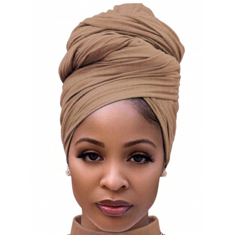 1 Piece Stretch Head Wrap Scarf Stretchy Turban Long Hair Scarf Wrap Solid Color Soft Head Band Tie For Women Headband Soft Hijab For Abaya