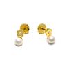 Boucles d'oreilles Luxenter en argent 925 avec perle blanche finie en or jaune 18K - Zuga