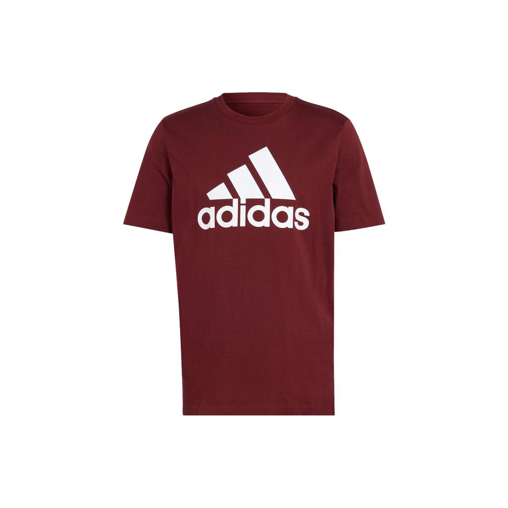 adidas Essential T Shirts Men's Dark Red Crew Neck Moderate Straight Fit IS1301