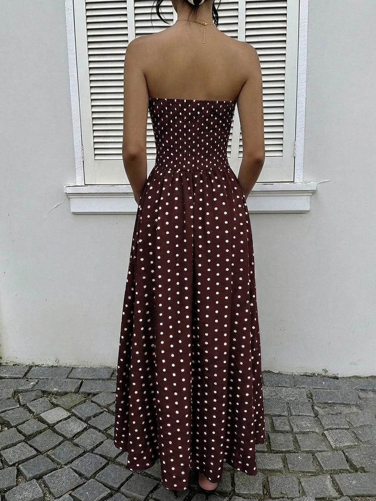 2026 Summer Elegant Retro Polka Dot Sleeveless Long Dress