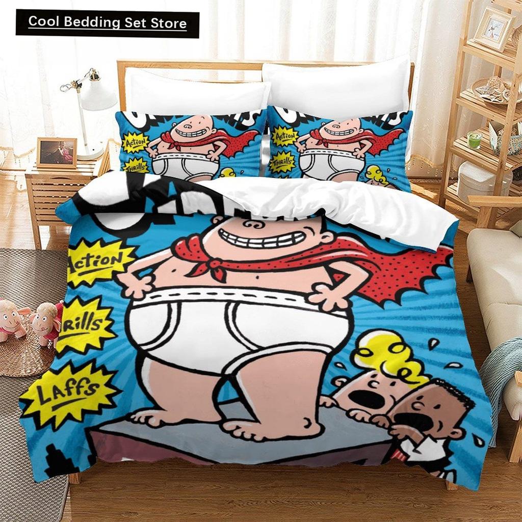 Módní kreslený Kawaii Kapitán Kalhotky Ložní souprava Jednolůžko Dvojlůžko Plná Queen King Size Ložní souprava Ložní souprava pro dospělé Dětská ložnice Sady povlečení na přikrývku