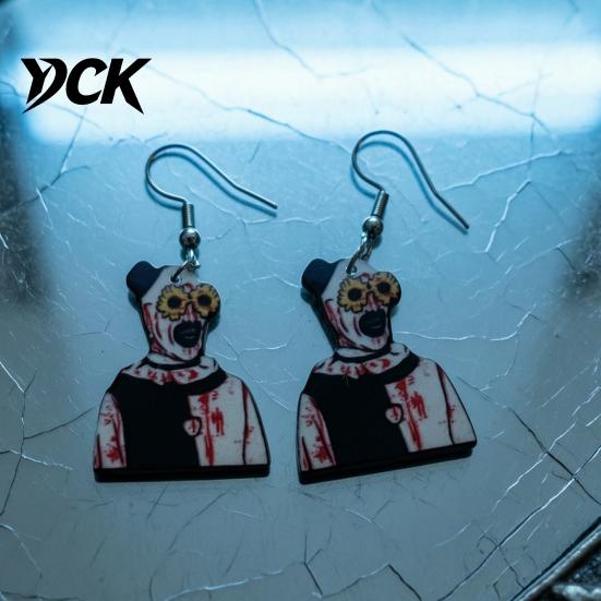 Edgy Gothic Aesthetic Jewelry 1 Pair Halloween Theme Dangle Drop Earrings for Women, Scary Blood Cool Gifts Best Friends Clown Acrylic Earrings,