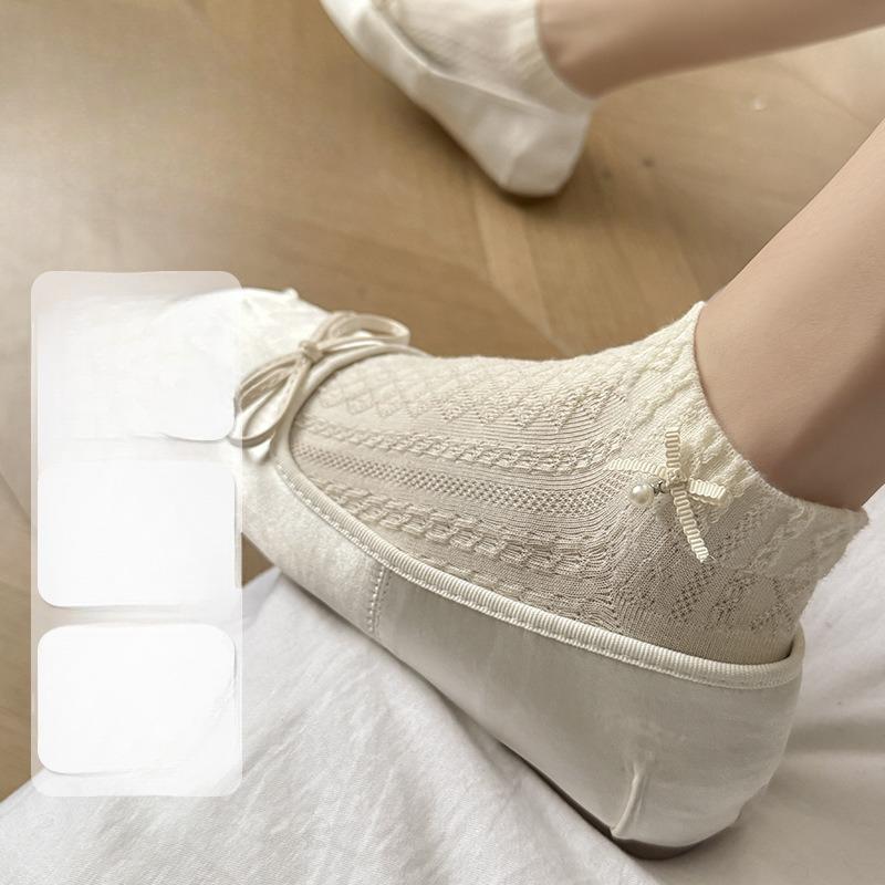 Bowknot Socks Women's Short Cotton Socks Sweet Boneless Breathable Women's Versatile Cotton Socks for Spring and Summer