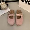 2025 summer new bag head drag women's shoes platform casual non-slip one-word buckle round head slippers female student slippers