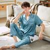 Han Yatong Silk Couple Pajamas Set: Autumn Long Sleeve Cardigan Homewear