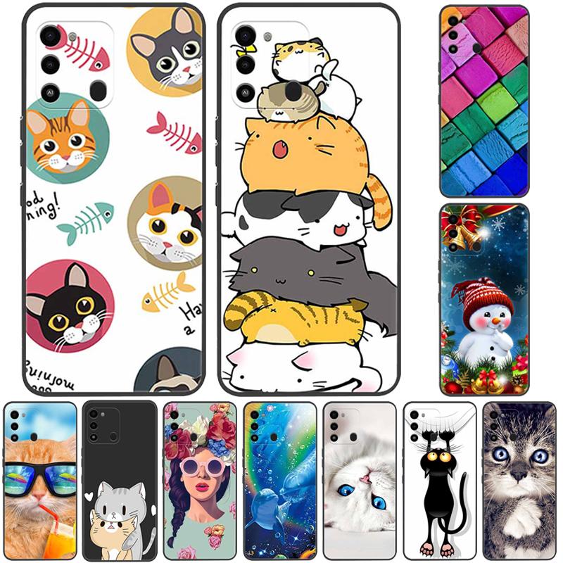 For Tecno Spark GO 2022 Case 2024 Cat Cartoon Soft TPU Silicone Phone Case For Tecno Spark 8C Cover Protective Spark8C KG5k KG5j