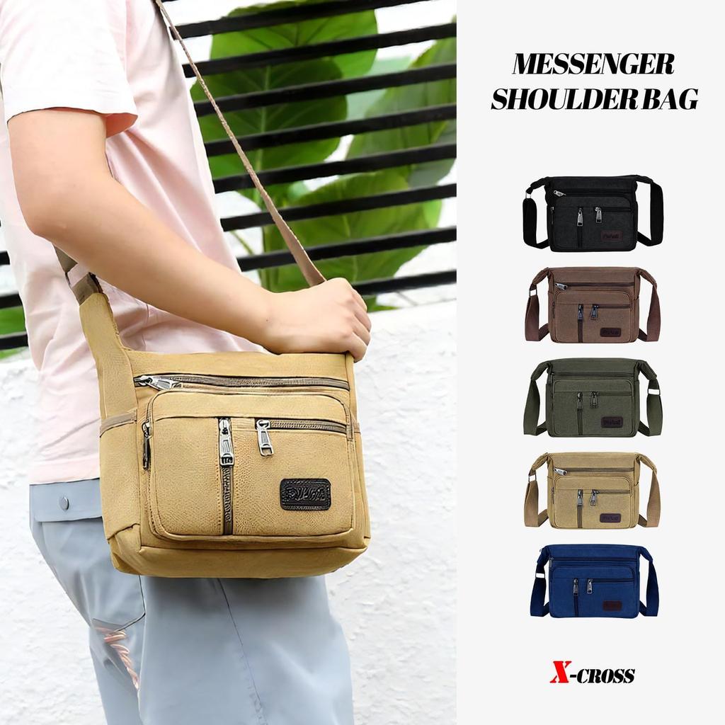 Cross Shoulder Messenger Multiple Shoulder Everyday Adjustable Square Yellow X-cross Men's Bag, Lightweight, Casual, Business, Bag, Stylish, Outdoor,