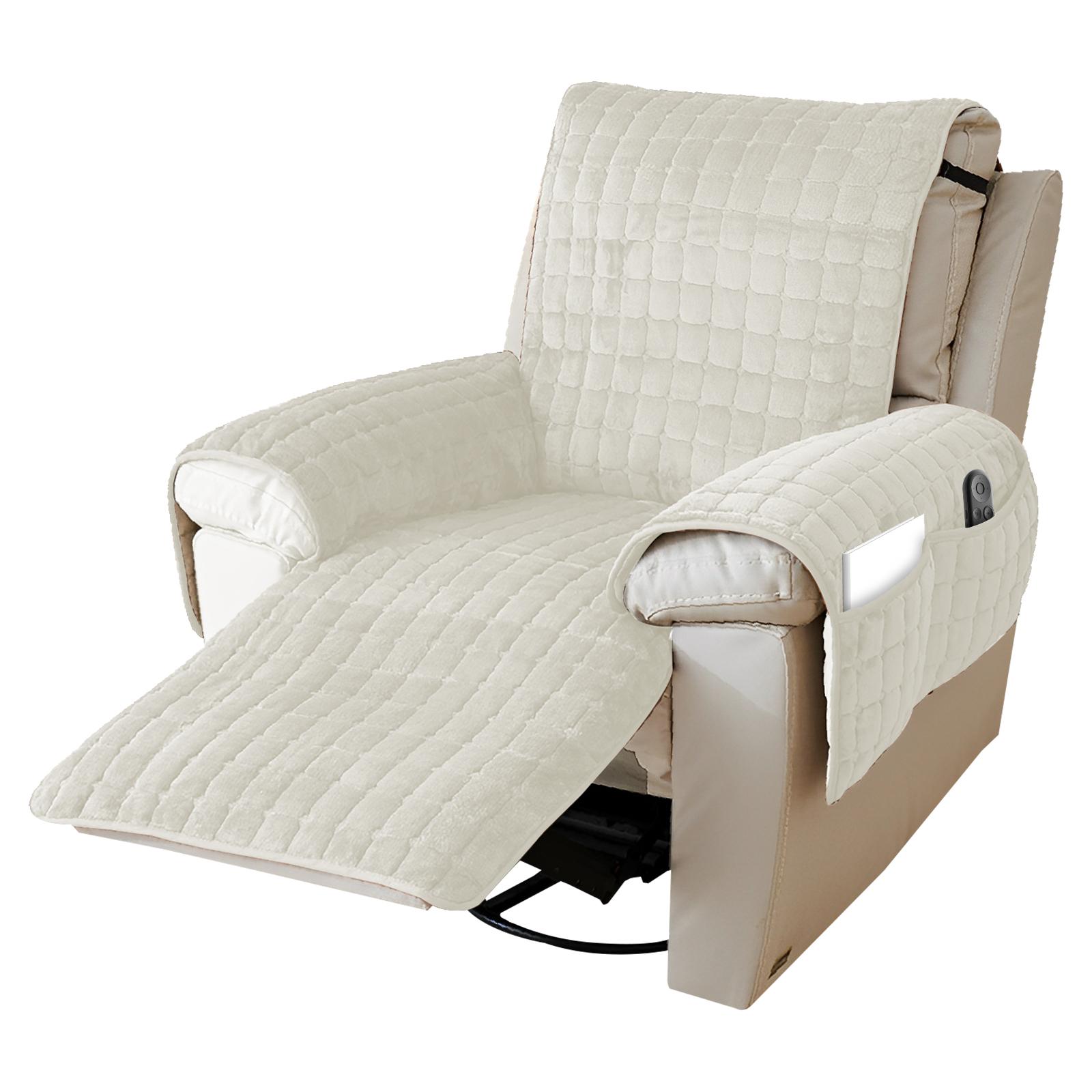 

Recliner Sofa Cover Chair Armchair Waterproof Protector with Pockets and Elastic Band Slipcover for Pet Anti-Scratch Furniture белый