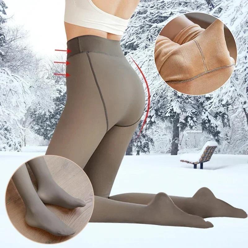 Thicken Thermal Tights Leggings Women Winter Fleece Velvet Thermo Stockings High Waist Elastic Slim Sexy Translucent Pantyhose
