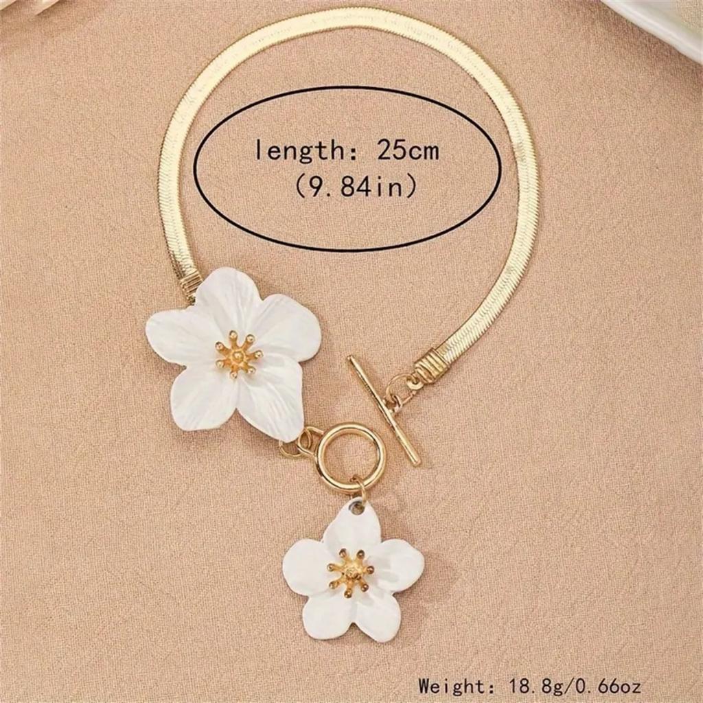 Elegant Simple Flower Pendant Snake Bone Chain Anklet For Women Men Fashion Floral Foot Chain Ankle Bracelet Versatile Jewelry