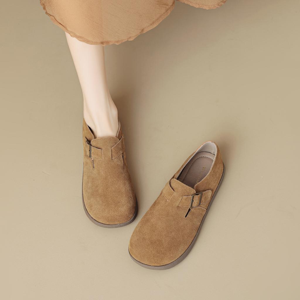 Genuine Leather Women's Retro Thick-soled Cowhide One-pedal Soft-soled Shoes