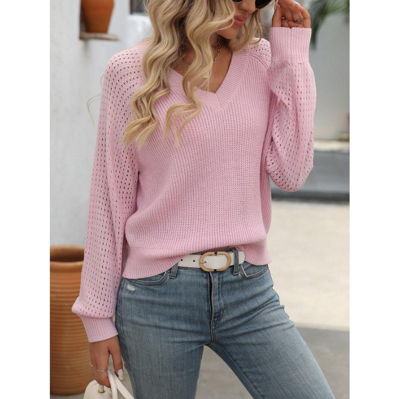 Women's Autumn/winter Cut-out V-neck Long-sleeved Fashion Sweater