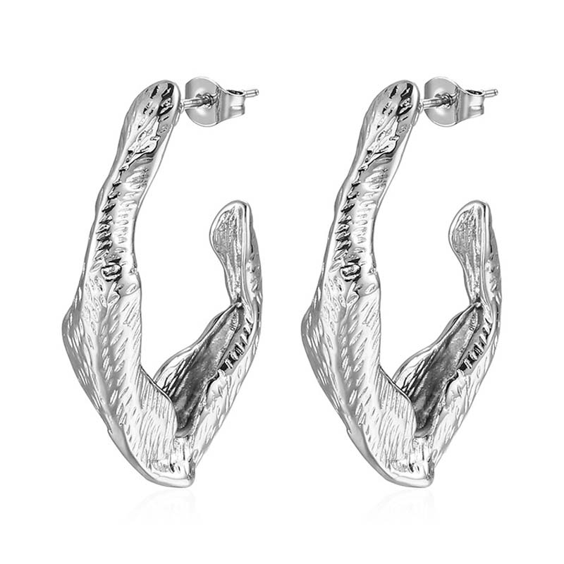 

Stainless Steel Metal Twisted Hoop Earrings for Woman Vintage Gold Color Irregular Earrings Waterproof Zircon Gifts медный